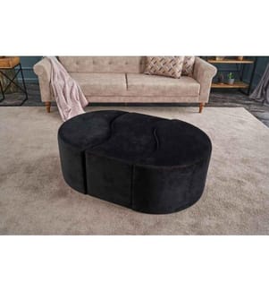 Pouffe, Anthrazit, Rosa, Polyester & Samt, Holzkörper
