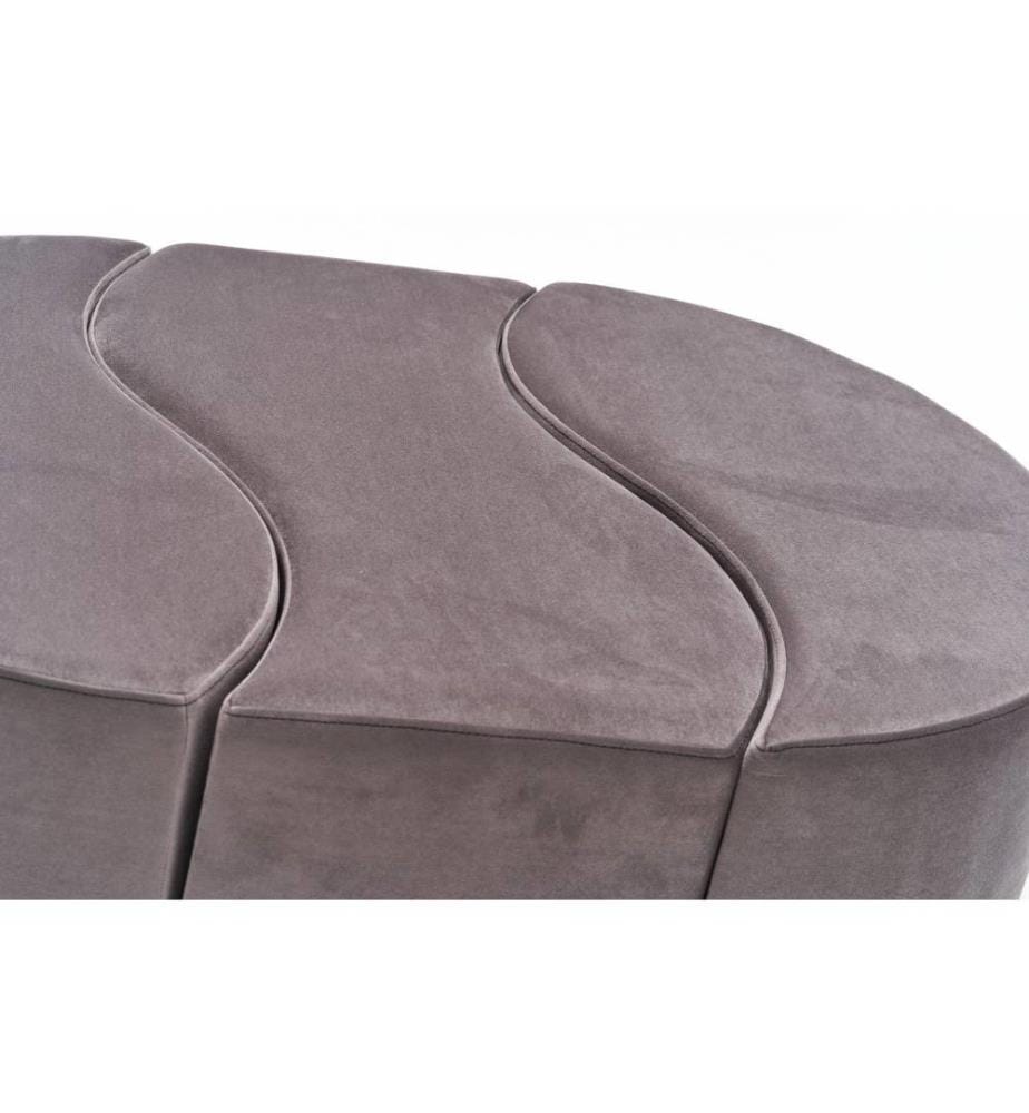 Pouf, vison, polyester et velours, corps en bois