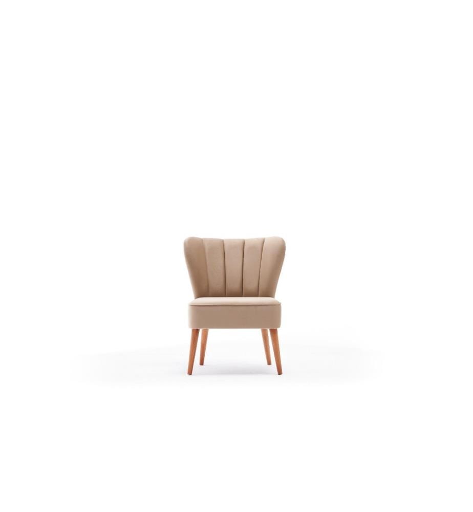 Wing Chair, Cream, Beech Wood Frame, Polyurethane & Acrylic & Polyester Fabric