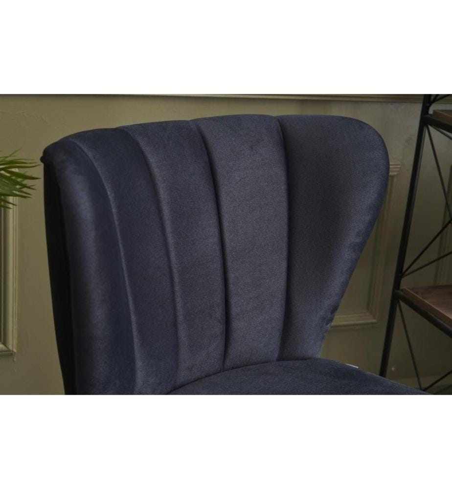 Chaise Wing, Anthracite, châssis en hêtre, tissu en polyuréthane, acrylique et polyester