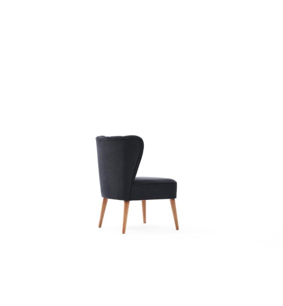 Chaise Wing, Anthracite, châssis en hêtre, tissu en polyuréthane, acrylique et polyester