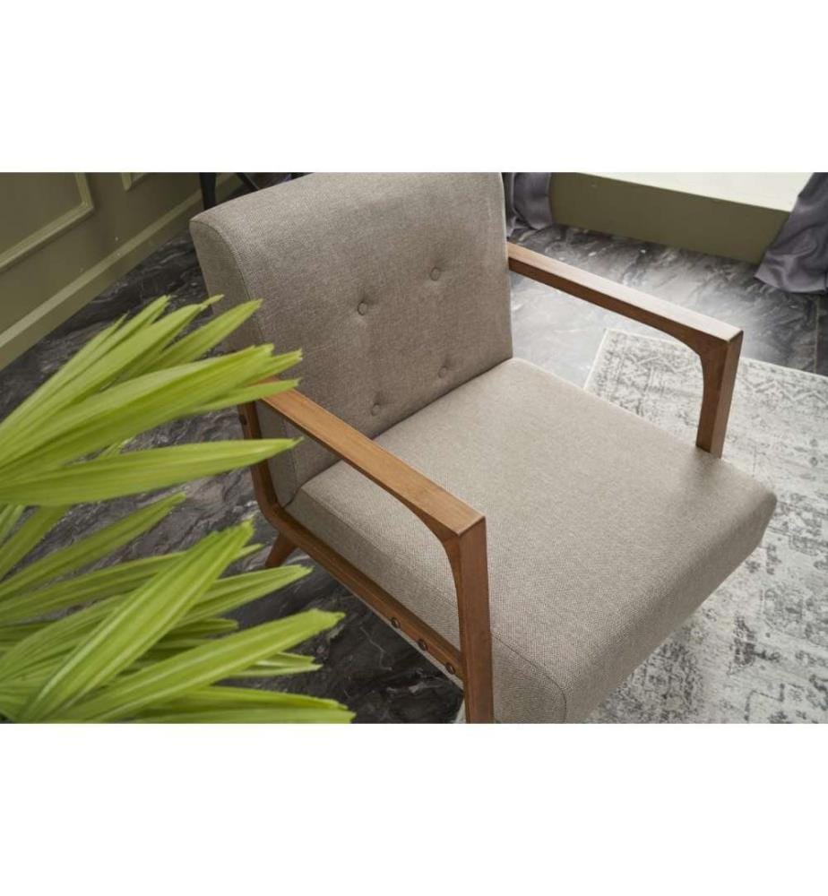 Wing Chair, crème, structure en hêtre, tissu polyester