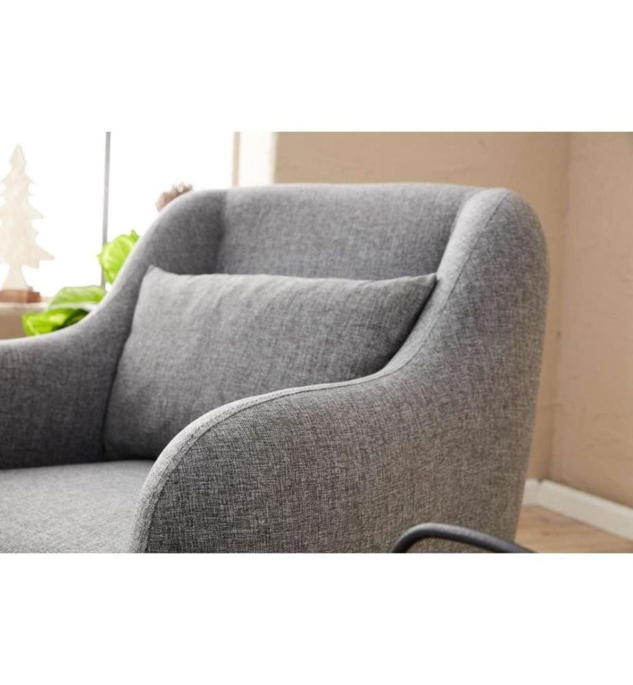 1-Sitz Sofa, Grau, Buchenholzrahmen, 50% Polyester - 50% Leinenstoff