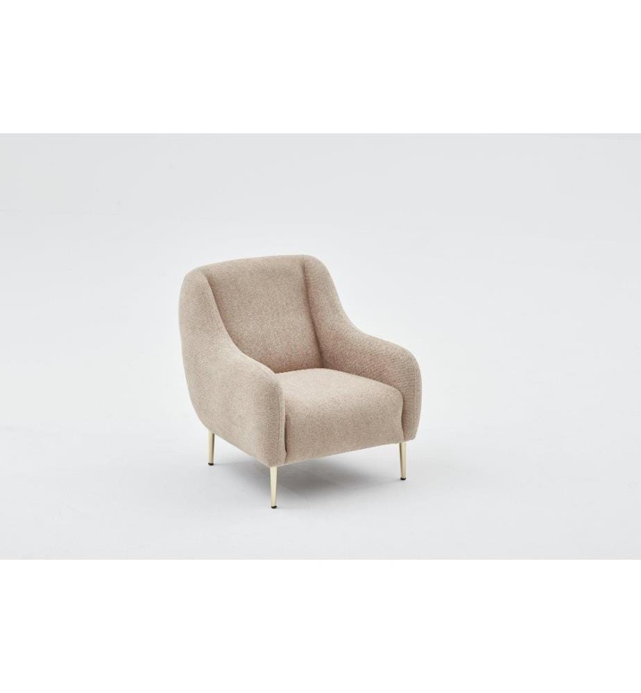 1-Sitz Sofa, Beige, Gold, Buchenholzrahmen, Polyestergewebe