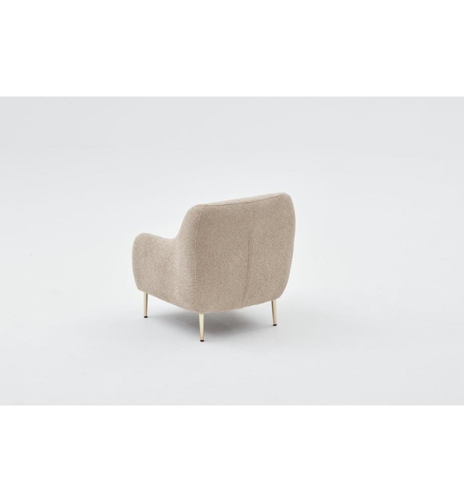 1-Sitz Sofa, Beige, Gold, Buchenholzrahmen, Polyestergewebe