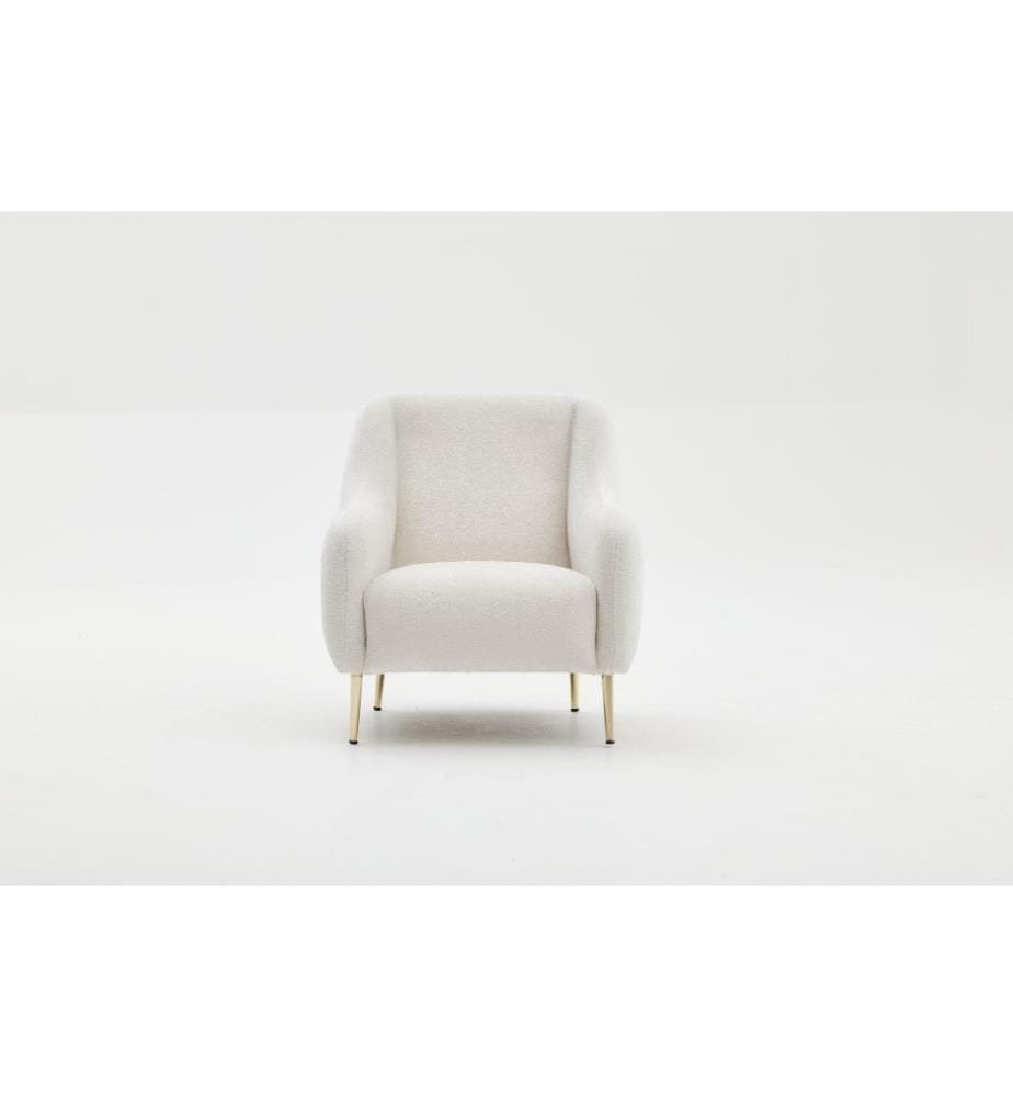 1-Sitz Sofa, Creme, Gold, Buchenholzrahmen, Polyestergewebe