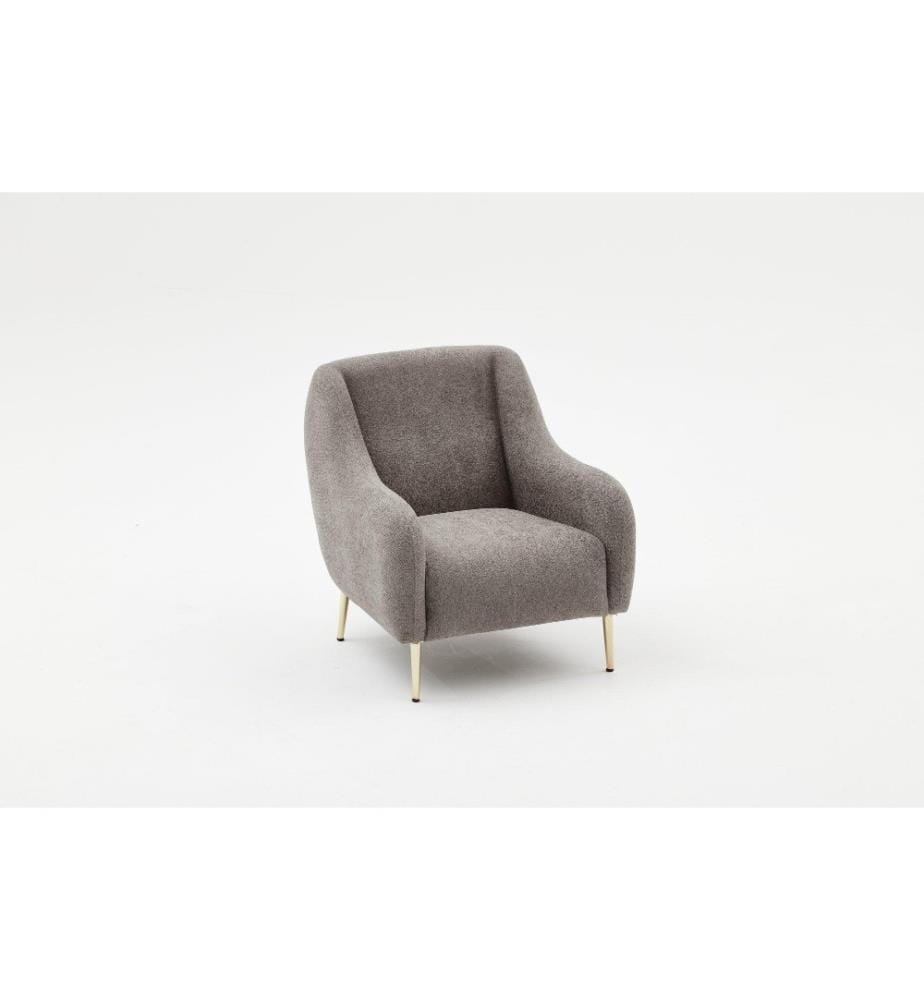 1-Sitz Sofa, Grau, Gold, Buchenholzrahmen, Polyestergewebe