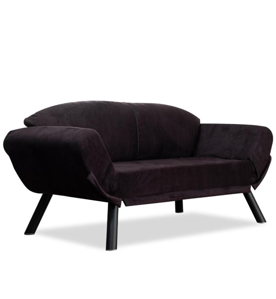 2-Seat Sofa-Bed, Black, Metal Frame, Easy Clean Replacable Fabric Fabric