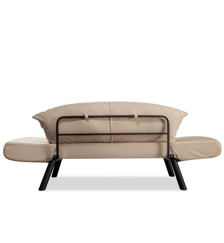 2-Seat Sofa-Bed, Cream, Metal Frame, Easy Clean Replacable Fabric Fabric