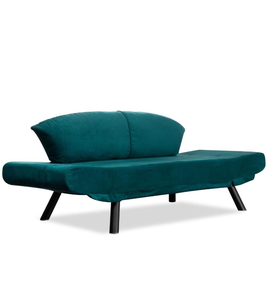 2-Seat Sofa-Bed, Petrol Blue, Metal Frame, Easy Clean Replacable Fabric Fabric
