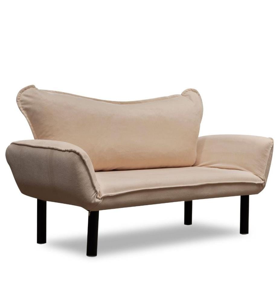 2-Sitz-Sofa-Bett, Creme, Metallgestell, Polyester-Strickstoff mit Baumwollfutter Stoffmaterial