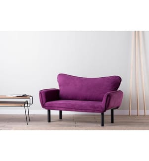 2-Sitz Sofa-Bett, Violett, Metallrahmen, Baumwollgefütterter Polyester-Strickstoff Stoffmaterial