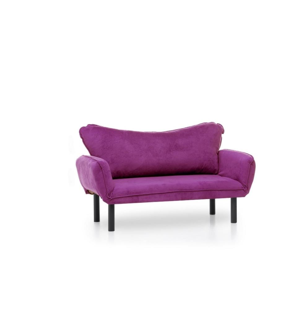 2-Sitz Sofa-Bett, Violett, Metallrahmen, Baumwollgefütterter Polyester-Strickstoff Stoffmaterial