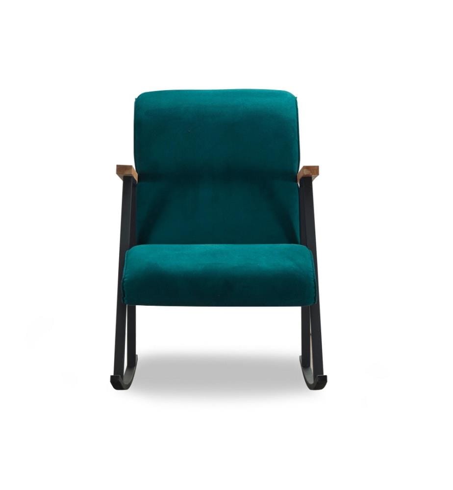 Schaukelstuhl, Petrolblau, Metallgestell, Baumwollgefütterter Polyester-Strickstoff Stoffmaterial