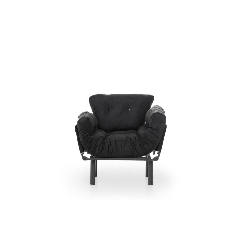 Ohrensessel, Schwarz, Metallgestell, Polyester-Gewebe