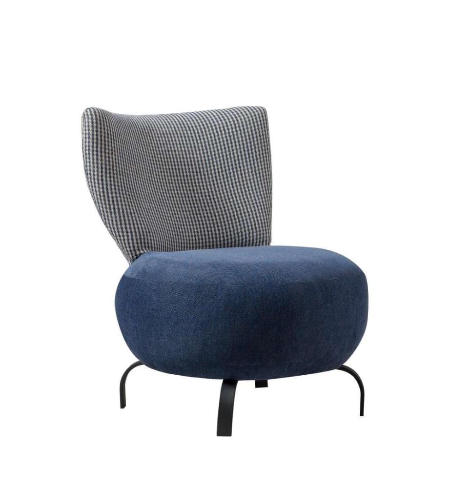 Ohrensessel, Dunkelblau, Gestell aus Hainbuchenholz, Chenille-Stoff