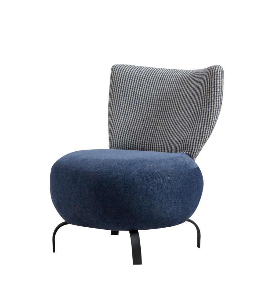 Ohrensessel, Dunkelblau, Gestell aus Hainbuchenholz, Chenille-Stoff