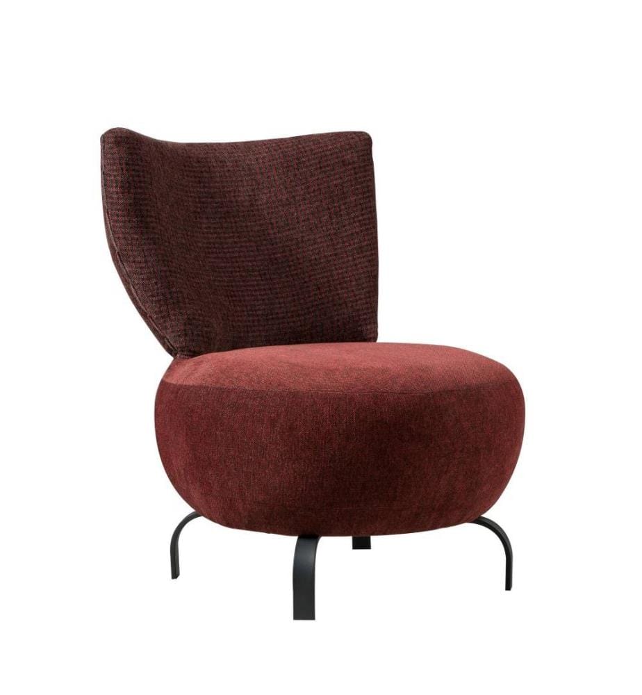 Ohrensessel, bordeauxrot, Gestell aus Hainbuchenholz, Chenille-Stoff