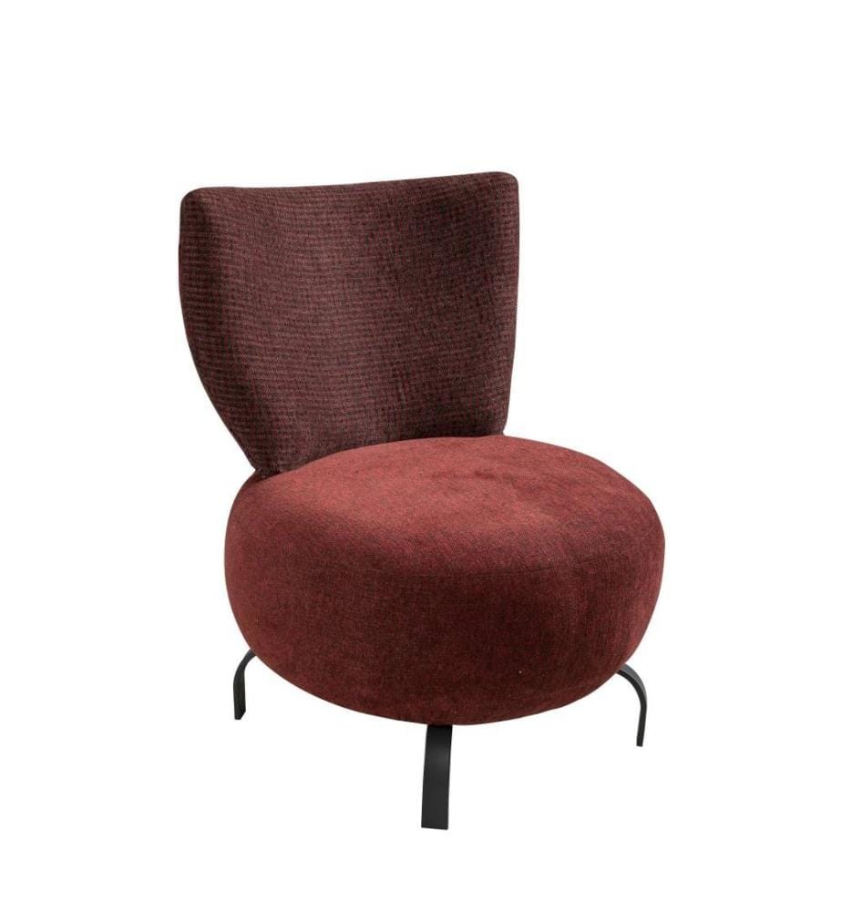 Ohrensessel, bordeauxrot, Gestell aus Hainbuchenholz, Chenille-Stoff