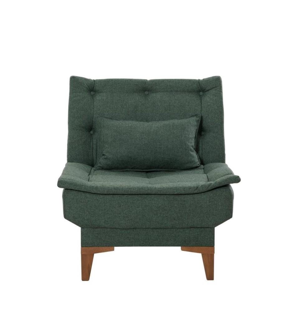 Wing Chair, vert, structure en hêtre, tissu polyuréthane - acrylique