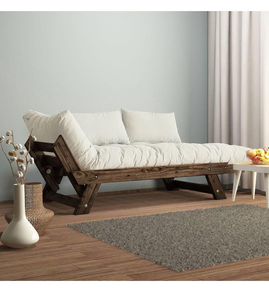 Gartensofa, 2-Sitzer, 100 % Kiefernholz, Walnuss, Weiss