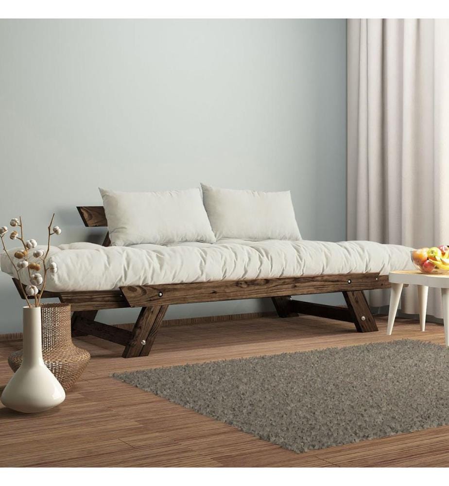 Gartensofa, 2-Sitzer, 100 % Kiefernholz, Walnuss, Weiss
