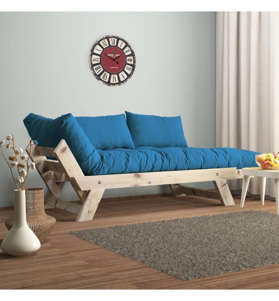 Gartensofa, 2-Sitzer, 100 % Kiefernholz, Natur, Blau