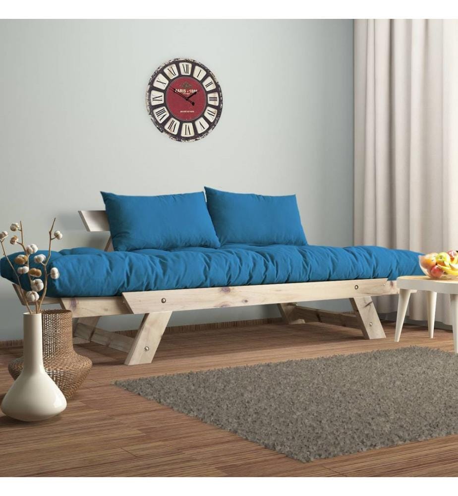 Gartensofa, 2-Sitzer, 100 % Kiefernholz, Natur, Blau