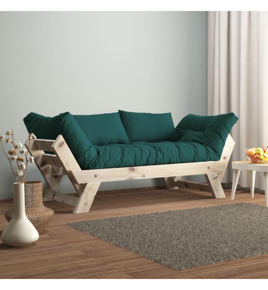 Divano da giardino a 2 posti, 100% legno di pino, naturale, verde petrolio