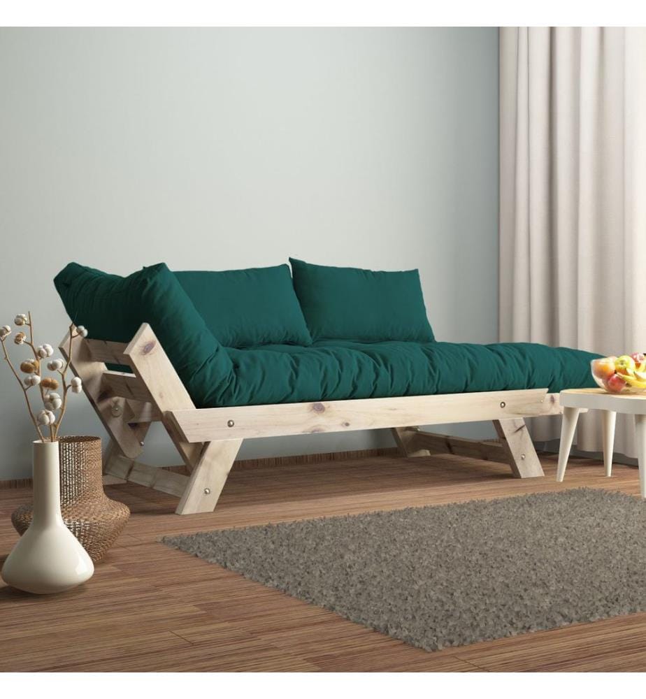 Divano da giardino a 2 posti, 100% legno di pino, naturale, verde petrolio