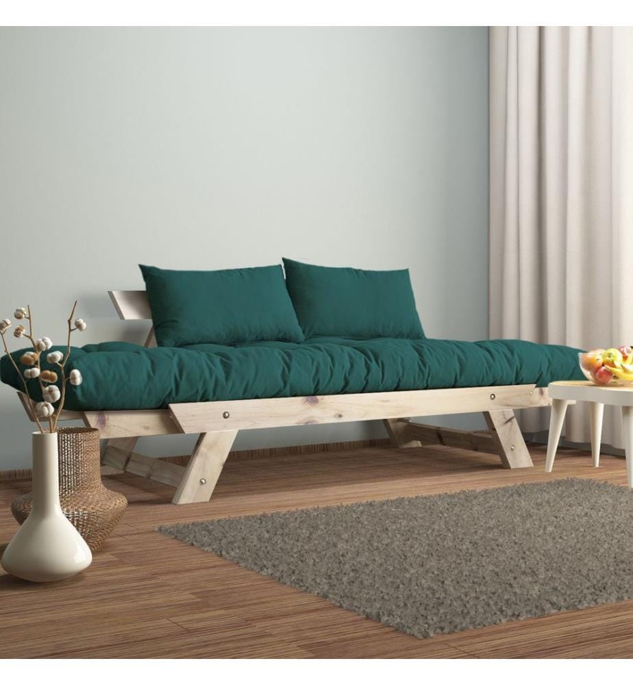 Divano da giardino a 2 posti, 100% legno di pino, naturale, verde petrolio