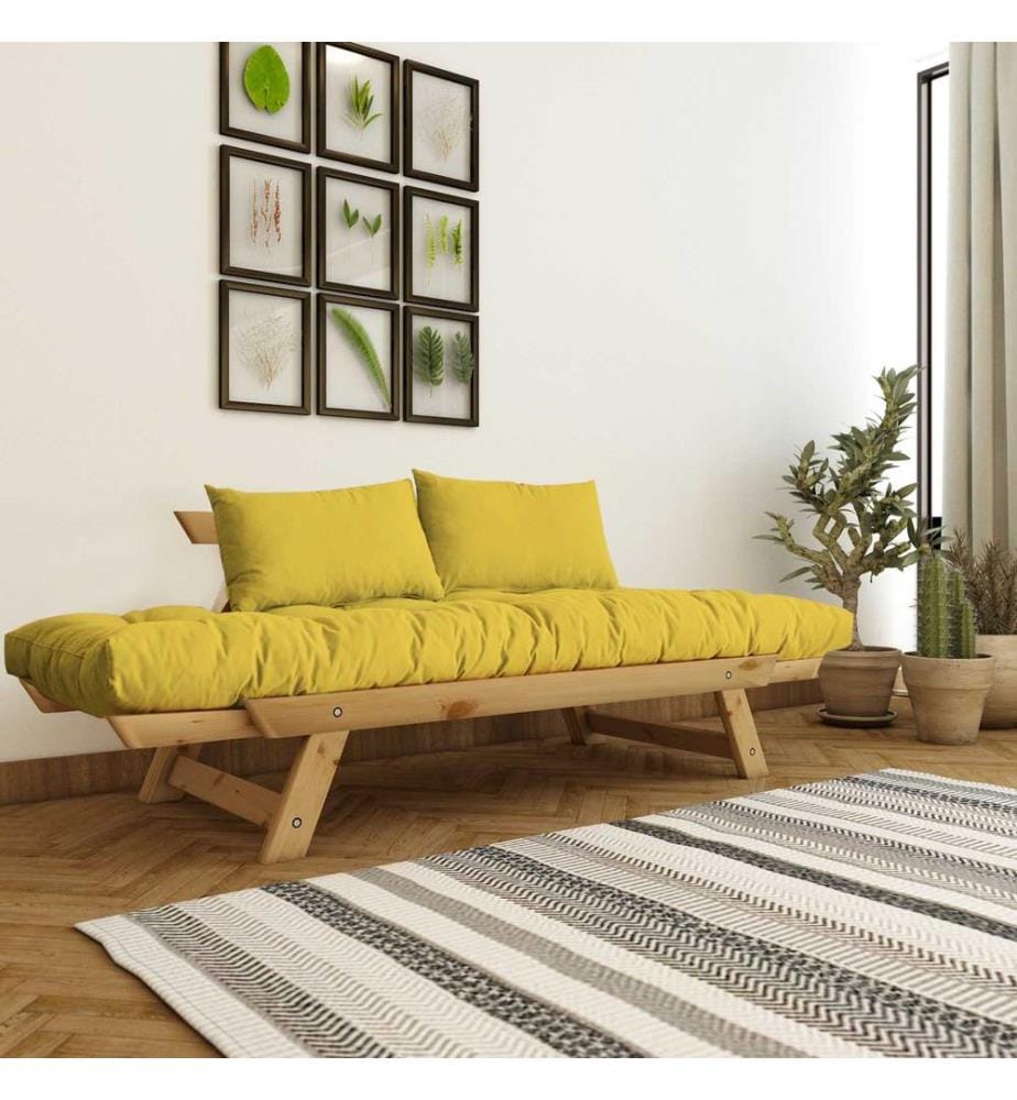 Gartensofa, 2-Sitzer, 100 % Kiefernholz, Natur, Gelb