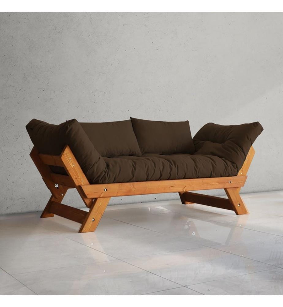 Gartensofa, 2-Sitzer, 100 % Kiefernholz, Teak, Braun