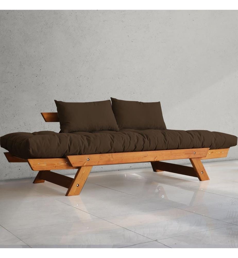 Gartensofa, 2-Sitzer, 100 % Kiefernholz, Teak, Braun