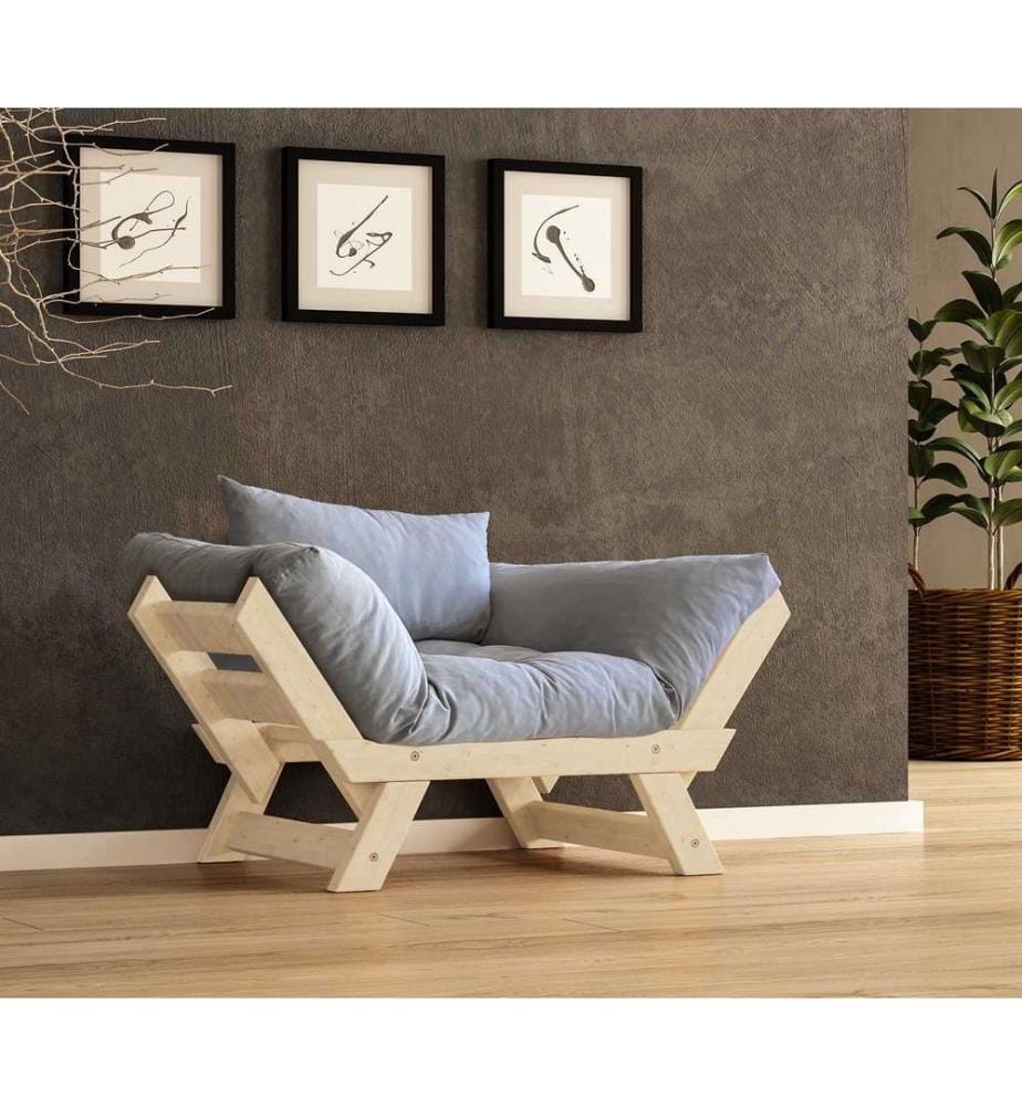 Gartensofa (1-Sitzer), 100 % Kiefernholz, Natur, Grau