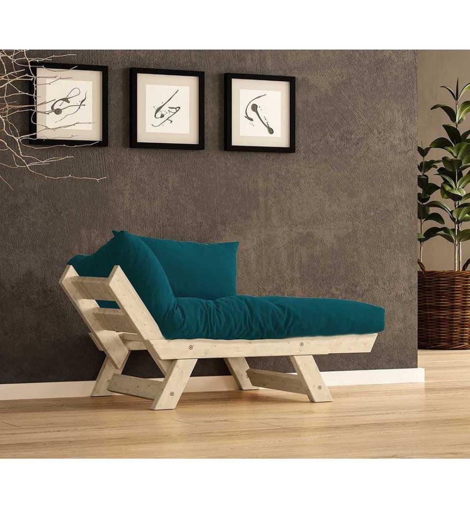 Gartensofa, 1-Sitzer, 100 % Kiefernholz, Natur, Petrolblau