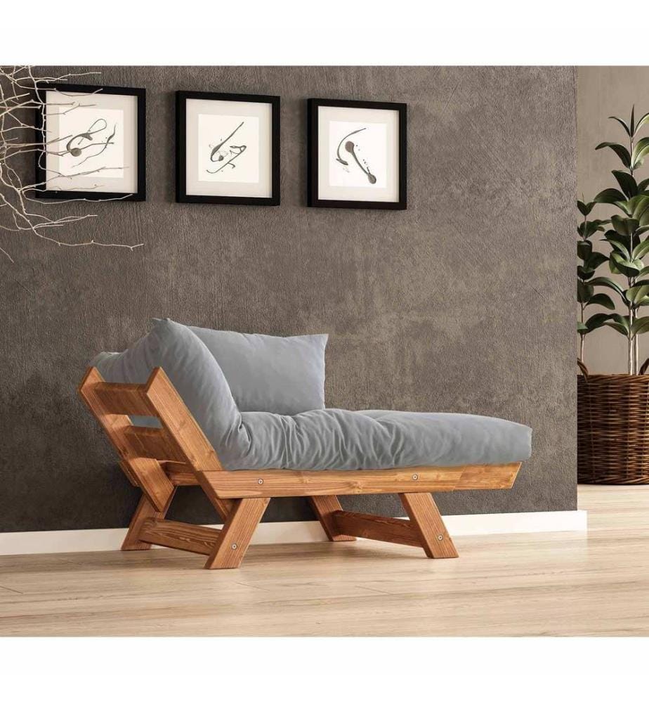 Gartensofa (1-Sitzer), 100 % Kiefernholz, Teak, Grau