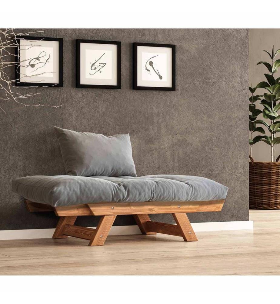 Gartensofa (1-Sitzer), 100 % Kiefernholz, Teak, Grau