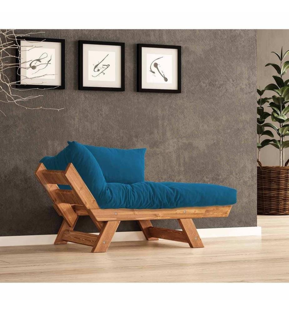 Gartensofa (1-Sitzer), 100 % Kiefernholz, Teak, Blau