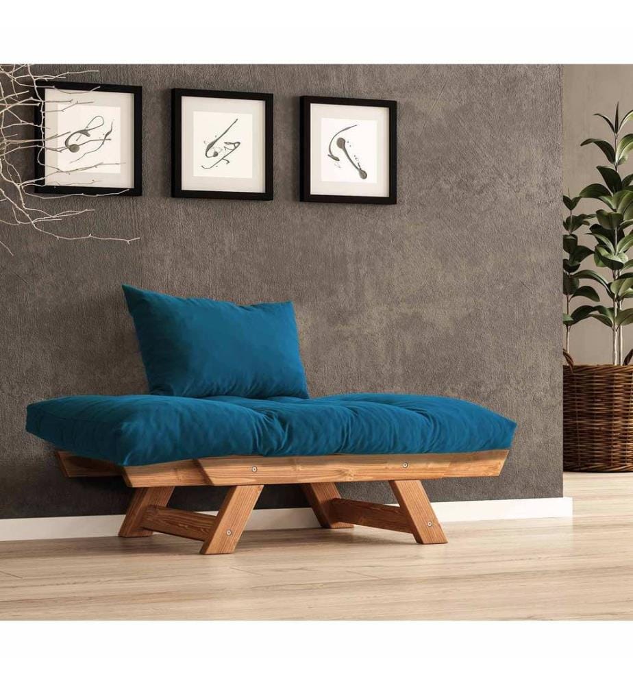 Gartensofa (1-Sitzer), 100 % Kiefernholz, Teak, Blau