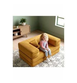 Kinder-Schlafsofa, Senfgelb, Material: Polyester/Leinen