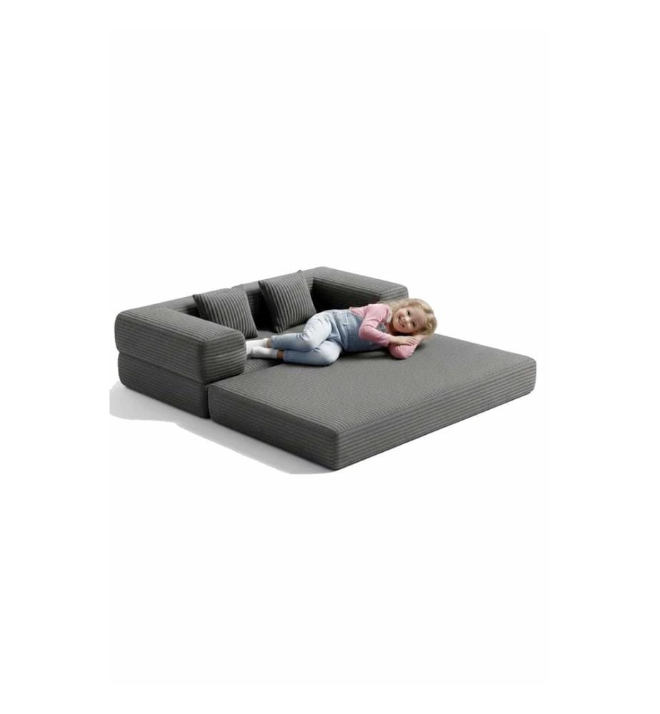 Kinder-Schlafsofa, Dunkelgrau, Material: Polyester/Leinen