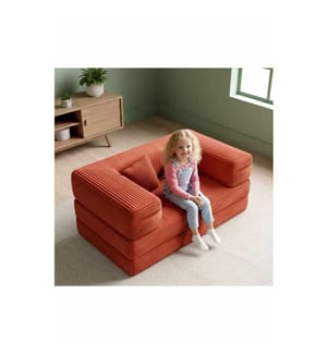 Kinder-Schlafsofa, Fliesenrot, Stoff: Polyester/Leinen
