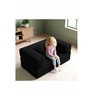 Kinder-Schlafsofa, Schwarz, Material: Polyester/Leinen
