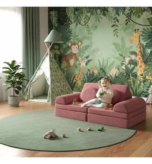 Kinder-Schlafsofa, Rosa, Material: Polyester/Leinen