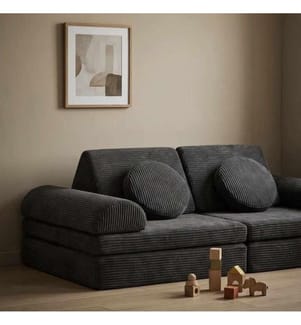 Kinder-Schlafsofa, Farbe: Fume, Material: Polyester/Leinen