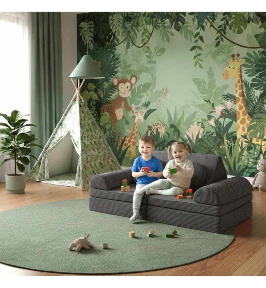 Divano letto per bambini, Fumo, Tessuto: Poliestere/Lino