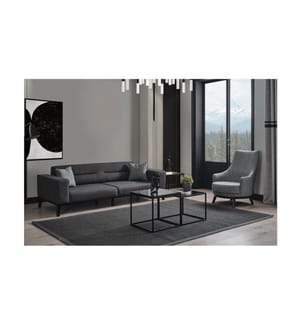 Ohrensessel, Hellgrau, Gestell: Buchenholz/Spanplatte, Bezug: 100 % Polyester, Holzbeine