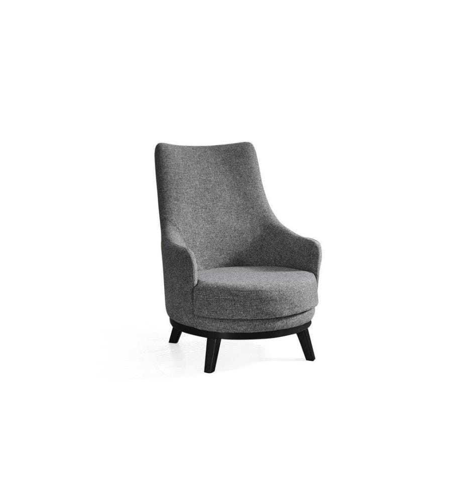 Ohrensessel, Hellgrau, Gestell: Buchenholz/Spanplatte, Bezug: 100 % Polyester, Holzbeine