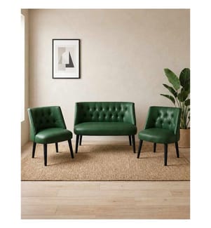 Ohrensessel- und 2-Sitzer-Sofa-Set, 3-teilig, Grün, Sitzfläche: 100 % melaminbeschichtete Spanplatte
